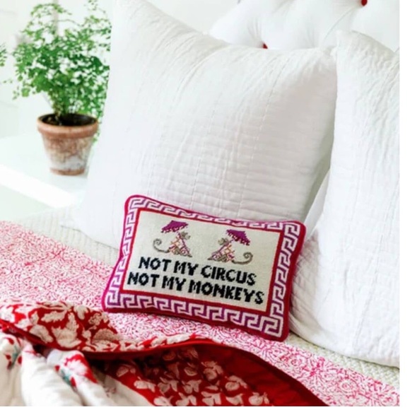Furbish needlepoint throw pillow Not My Circus, Not My Monkeys - Picture 2 of 8